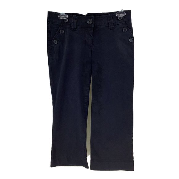 H&M Capri  Sailor Style Pants Women's * Size 6 Black Inseam 20 Cotton Spandex - Picture 1 of 4